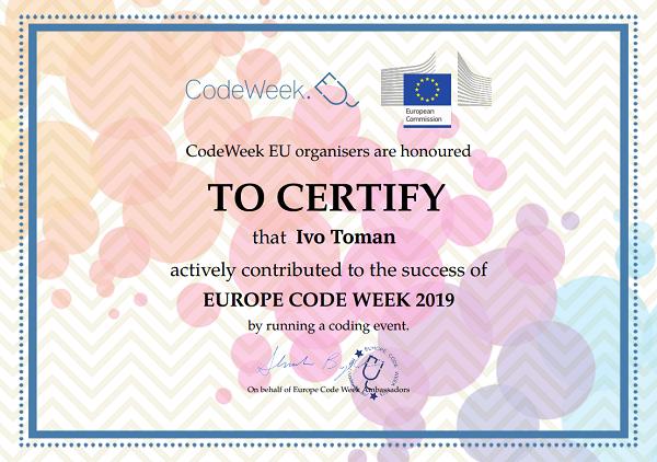 Certifikát Ivo Toman