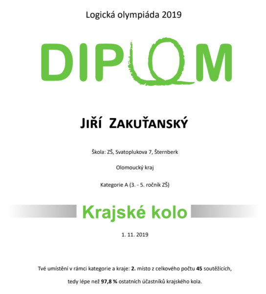 Diplom Jiří Zakuťanský